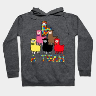 Autism Spectrum Awareness Support Colorful Llama Cartoons Hoodie
